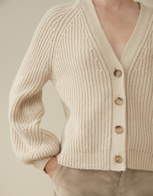 white balloon sleeve cardigan