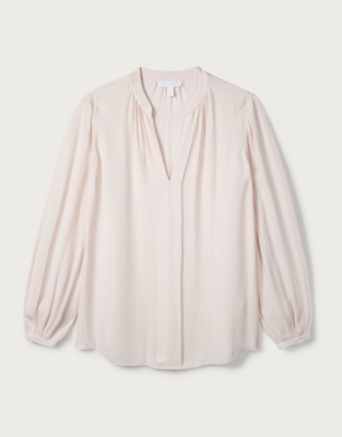 Balloon-Sleeve Georgette Blouse | Tops & T-Shirts | The White Company UK
