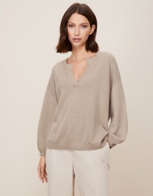 Balloon-Sleeve Jumper with Cashmere | Clothing Sale | The White Company UK