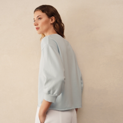 Balloon Sleeve Rolled Hem Sweatshirt