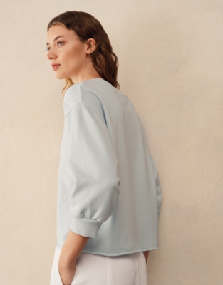 Balloon Sleeve Rolled Hem Sweatshirt