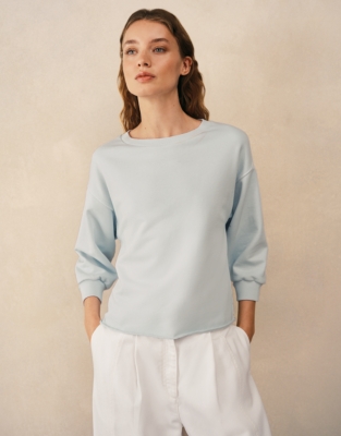 Balloon Sleeve Rolled Hem Sweatshirt