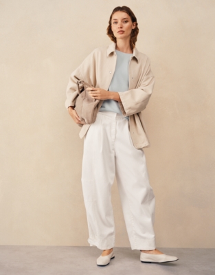 Balloon Sleeve Rolled Hem Sweatshirt