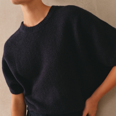 Batwing Knitted T-shirt with Organic Cotton