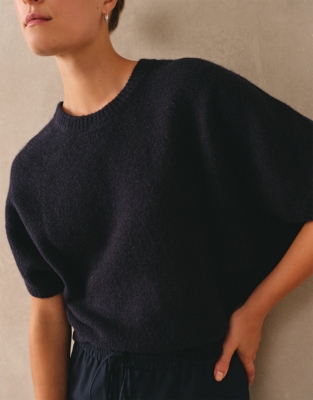Batwing Knitted T-shirt with Organic Cotton