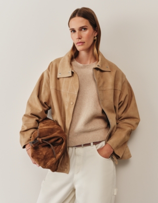 Batwing Knitted T-shirt with Organic Cotton - Natural Marl