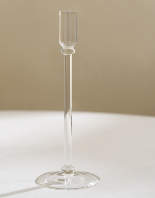 Bead Detail Glass Dinner Candle Holder