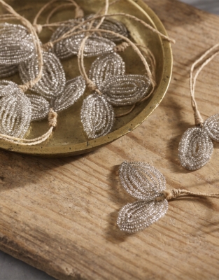 Beaded Leaf Decorations – Set of 12