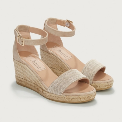 Beaded Suede Wedge Espadrilles