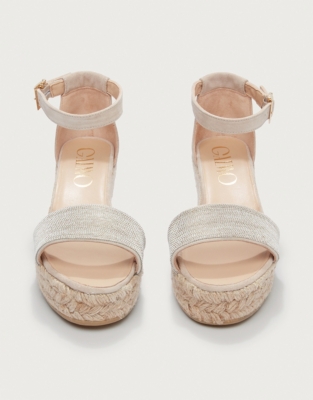 Beaded Wedge Espadrille Sandal