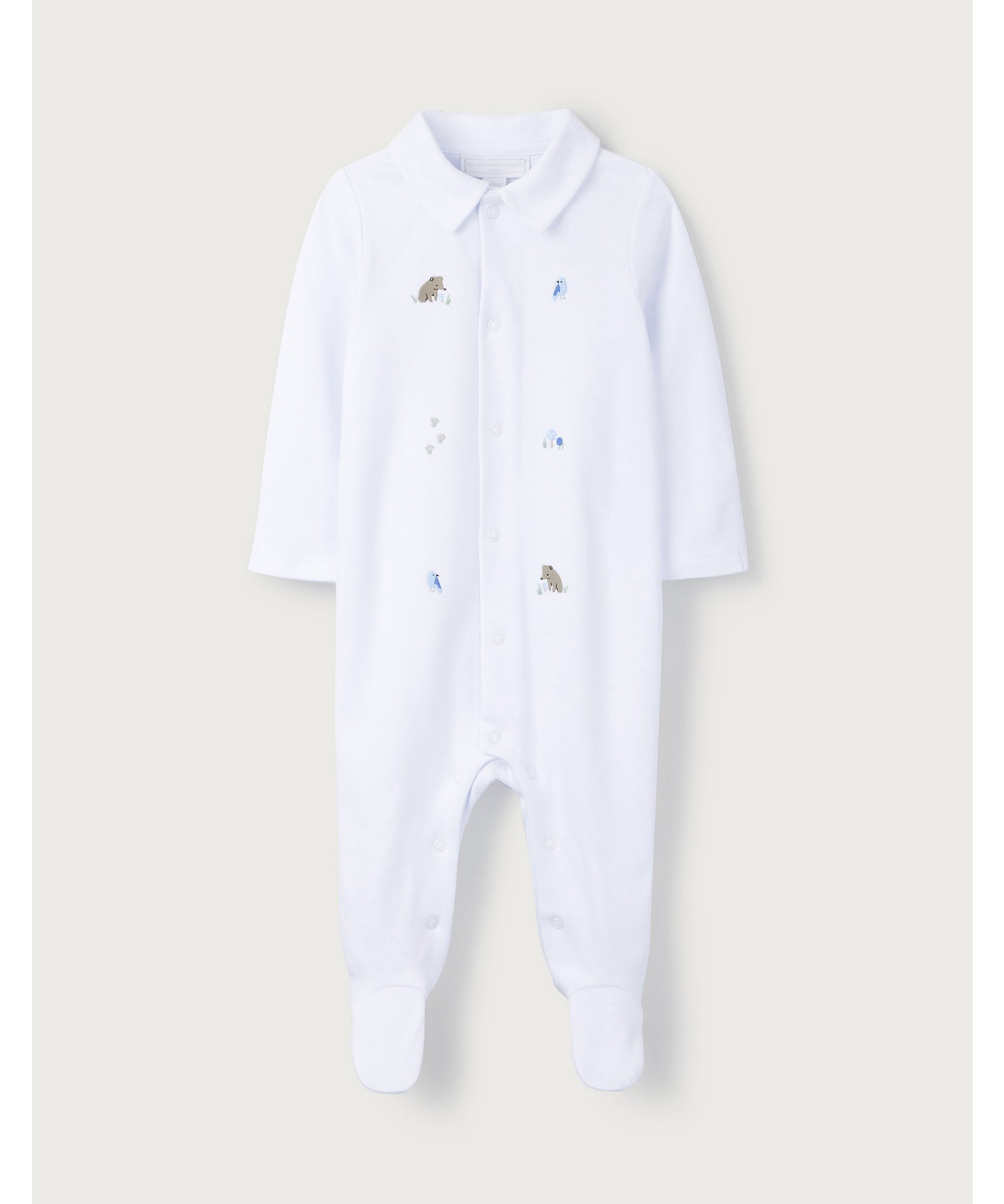 Bear & Woodland Embroidered Sleepsuit The White Company Clothing Loungewear Sleepsuits 1-1 1/2Y 