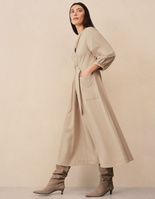 Belted Midi Dress with Patch Pockets