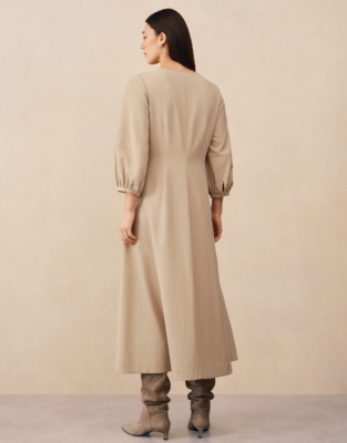 Belted Midi Dress with Patch Pockets