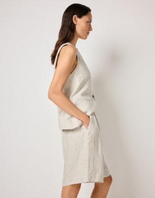 Bermuda Herringbone Linen Shorts