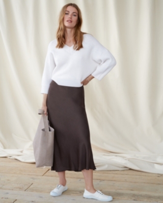 White company on sale bias cut skirt