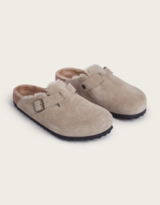 Birkenstock Boston Shearling Suede Leather Mules