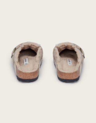 Birkenstock Boston Shearling Suede Leather Mules