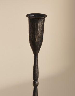Black Beaded Dinner Candle Holder – Medium