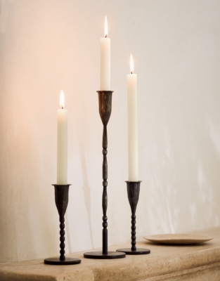 Black Beaded Dinner Candle Holder – Medium