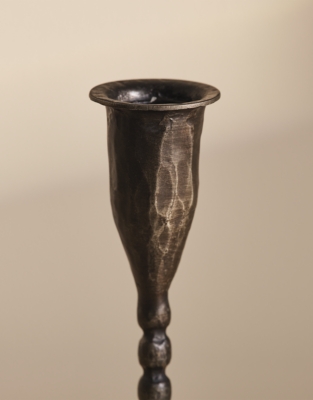 Black Beaded Dinner Candle Holder – Small