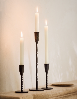 Black Beaded Dinner Candle Holder – Small