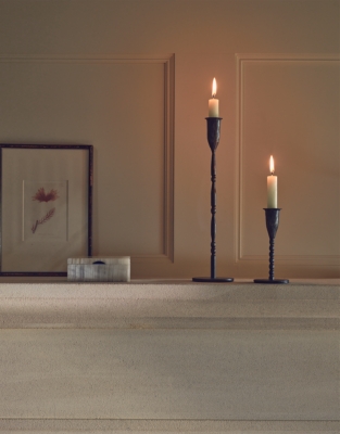 Black Beaded Dinner Candle Holder – Small