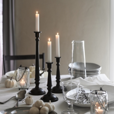 Black Dinner Candle Stick Small Candle Holders The White Company UK