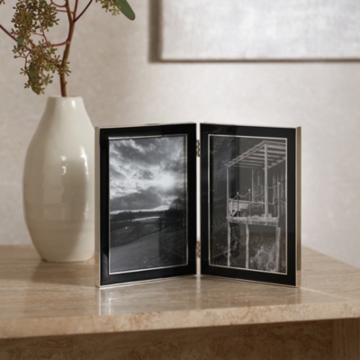 Black Resin Double Hinged Photo Frame – 5x7”
