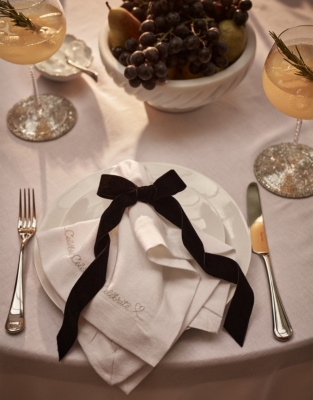 Black Ribbon Napkin Bows – Set of 6
