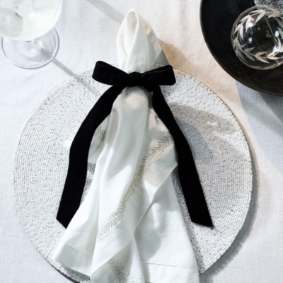 Black Ribbon Napkin Bows – Set of 6