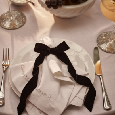 Black Ribbon Napkin Bows – Set of 6