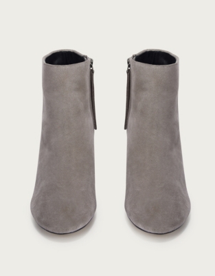 grey block heel ankle boots