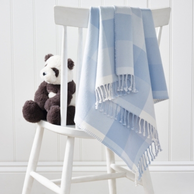 Blue Gingham Check Baby Blanket Children's Home Sale The White