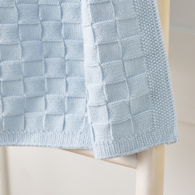 Blue Knitted Patchwork Baby Blanket