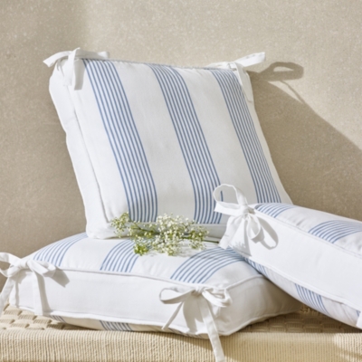 Blue Stripe Piped Seat Pad Home Accessories Sale The White