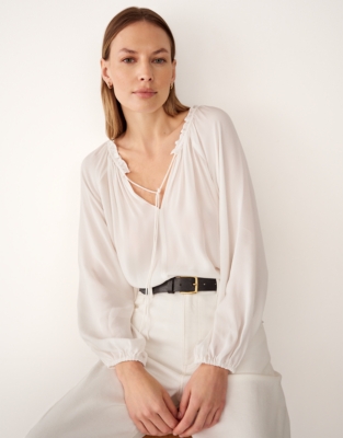 Boho Blouse with Frill Neckline
