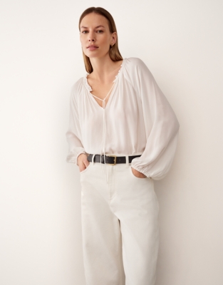 Boho Blouse with Frill Neckline