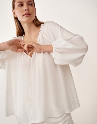 Boho Blouse with Frill Neckline