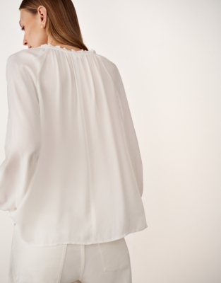 Boho Blouse with Frill Neckline