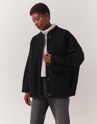 Boiled Wool Knitted Bomber Jacket
