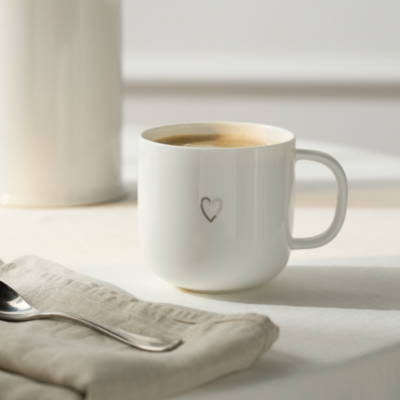 Bone China Silver Heart Mug
