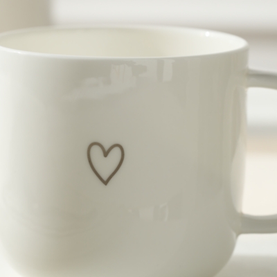 Bone China Silver Heart Mug
