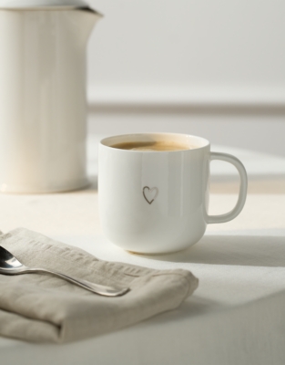 Bone China Silver Heart Mug