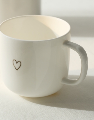 Bone China Silver Heart Mug