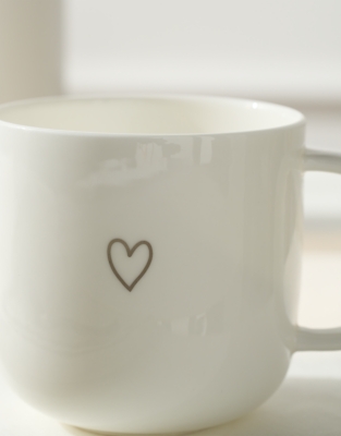 Bone China Silver Heart Mug