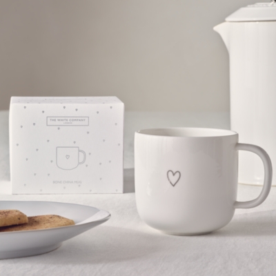 Bone China Silver Heart Mug