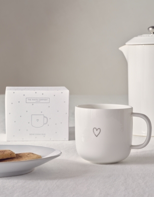Bone China Silver Heart Mug