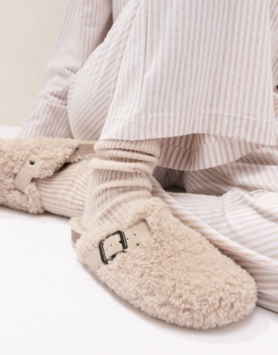 Borg Corkbed Mule Slippers