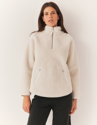 Borg Half Zip Sweatshirt - Ivory