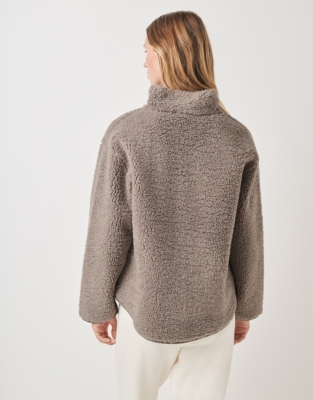 Borg Half Zip Sweatshirt - Mushroom